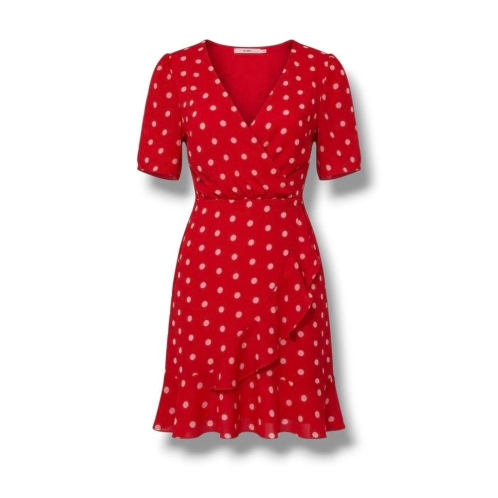 mi ami by Francesca’s Collection Red Polka Dot Wrap Dress – Size Small